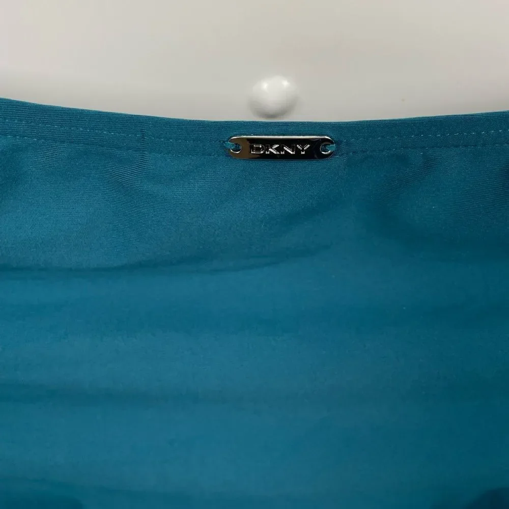 NWT DKNY High Waisted Teal Blue Bikini Bottoms Size M